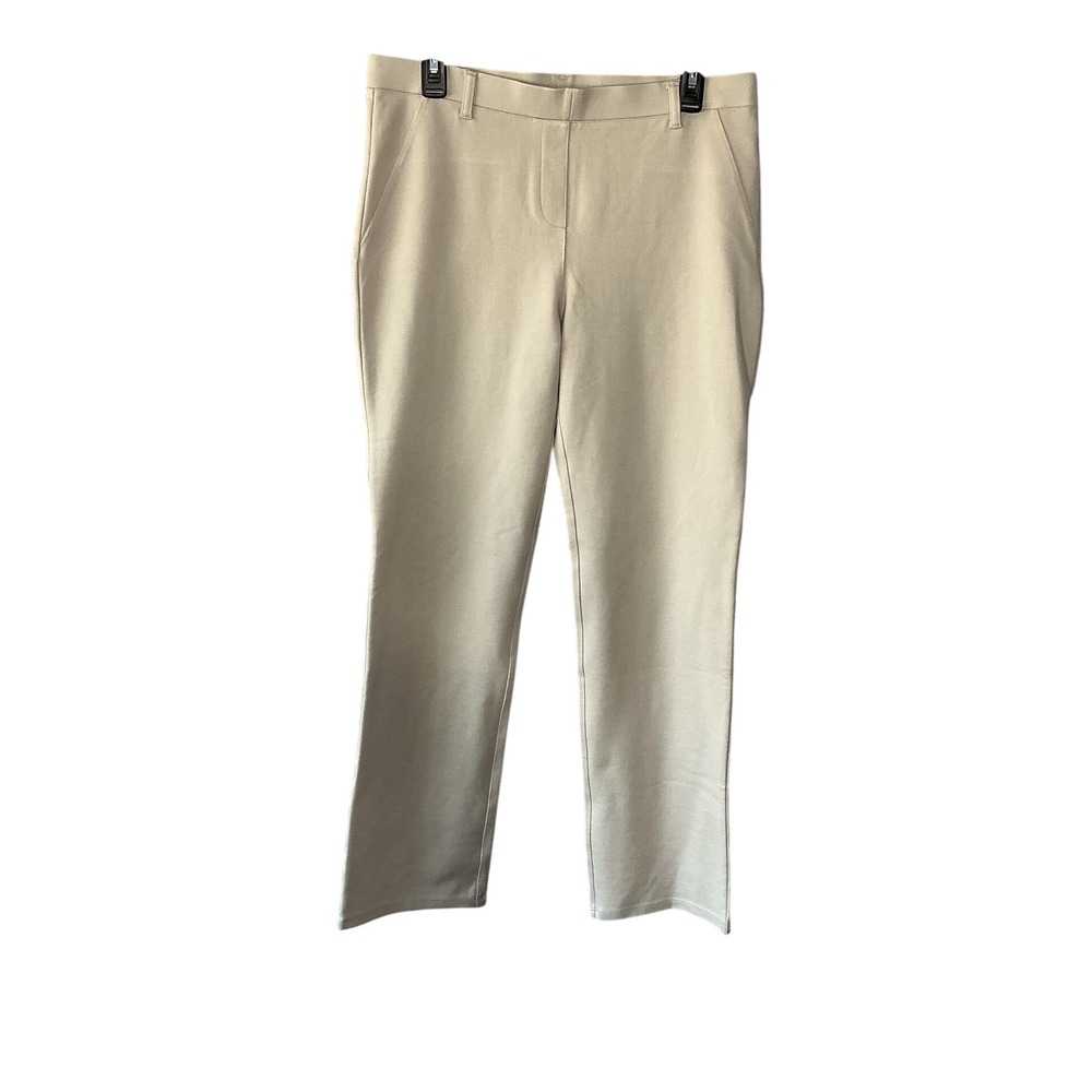Quince Ultra-Stretch Ponte Straight Leg Pants Beige Oat Milk Large Workwear